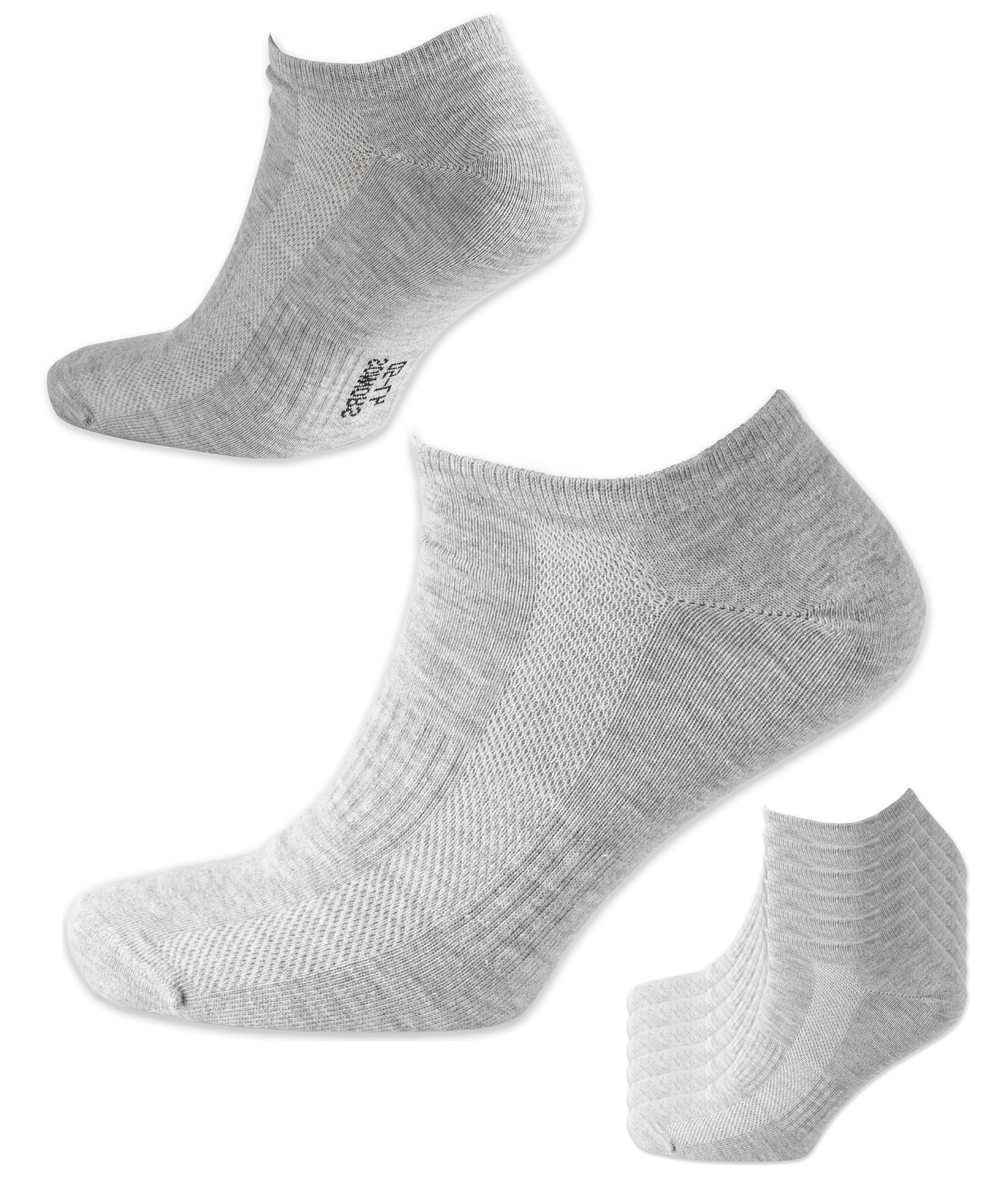 SONNORS 6 Pairs Trainer Socks Men Women Ankle Socks Organic Cotton Activewear Sports Socks – White Black Grey Trainer Socks Short – 4 Sizes