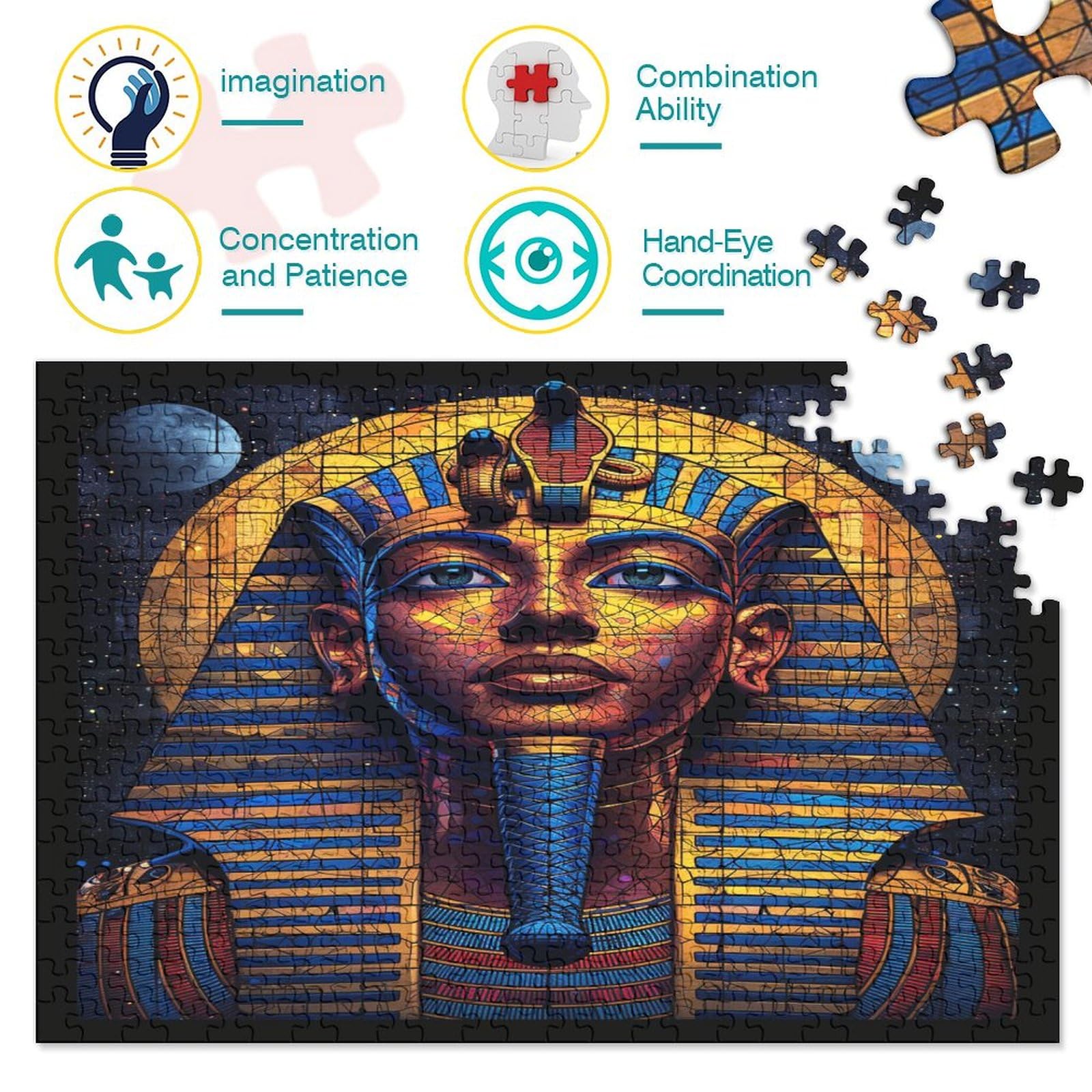 Faraón Puzzle Adulto 1000 Piezas Sostenible Rompecabezas De Madera Juegos Desafiantes EduGatosivos Rompecabezas Imposible Decoración del Cerdoar 1000pcs (75x50cm