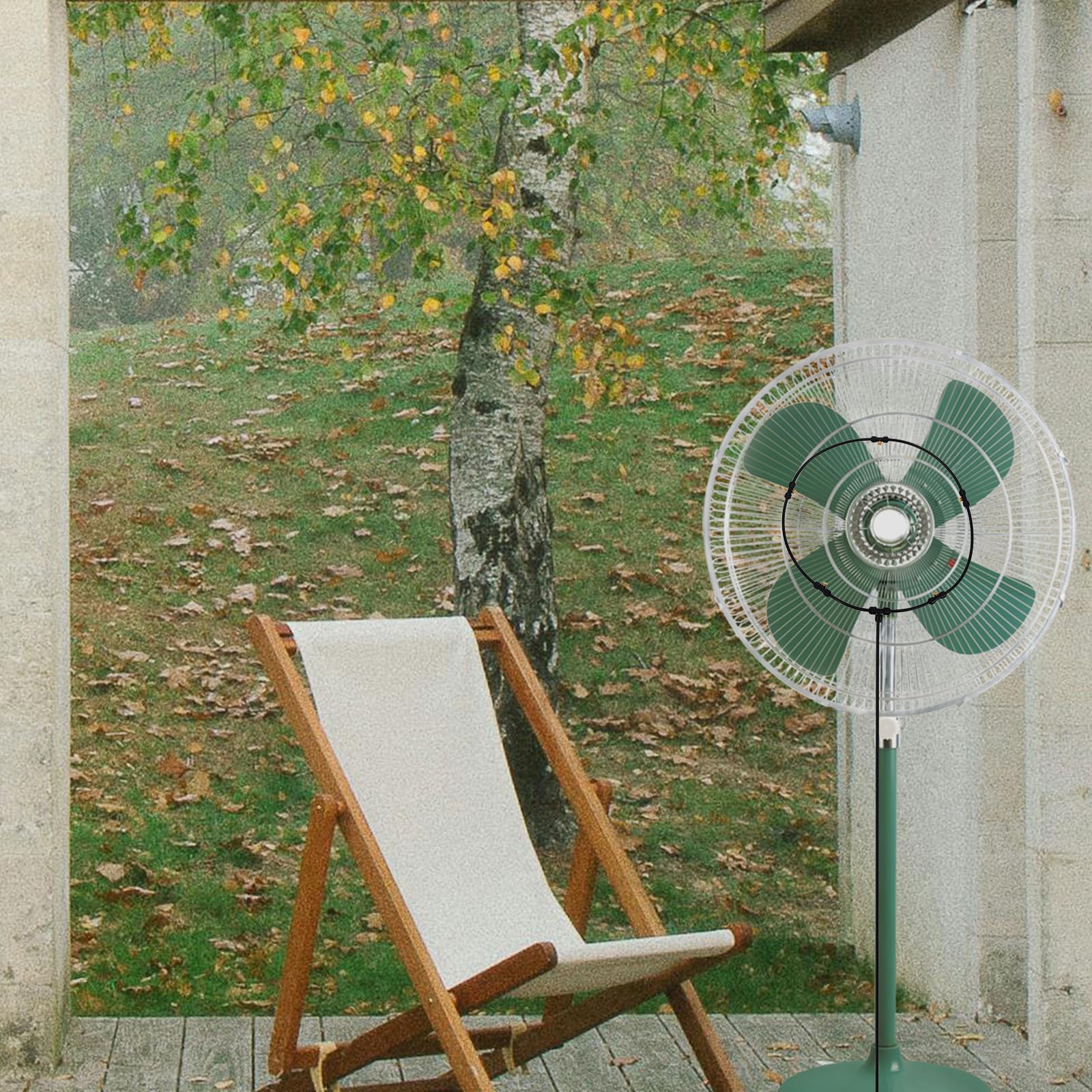 Kisangel Ventilator Sprühgerät mit Messingdüsen für Terrassenkühlung PVC Material Einfache Installation Gleichmäßige Wasserverteilung für Garten und Grillpartys