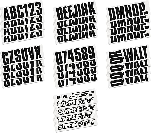 Miniatura 4 de Stiffie Uniline - Calcomanías de identificación alfanuméricas, adhesivos de números de registro para barcos y embarcaciones personales, color negro,