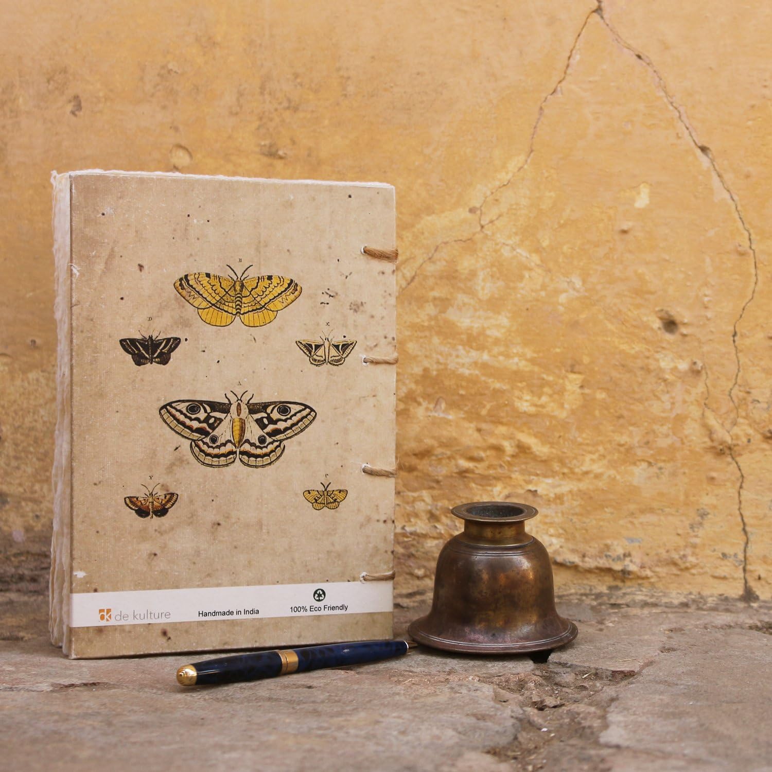 DeKulture Handmade Journal Vintage Butterfly ArtworkTravelogue Diary Eco Friendly Acid Free Paper Swiss Binding A5 Size Best Gift For Men Women 140 Pages 125 GSM Deckle Edge Pages