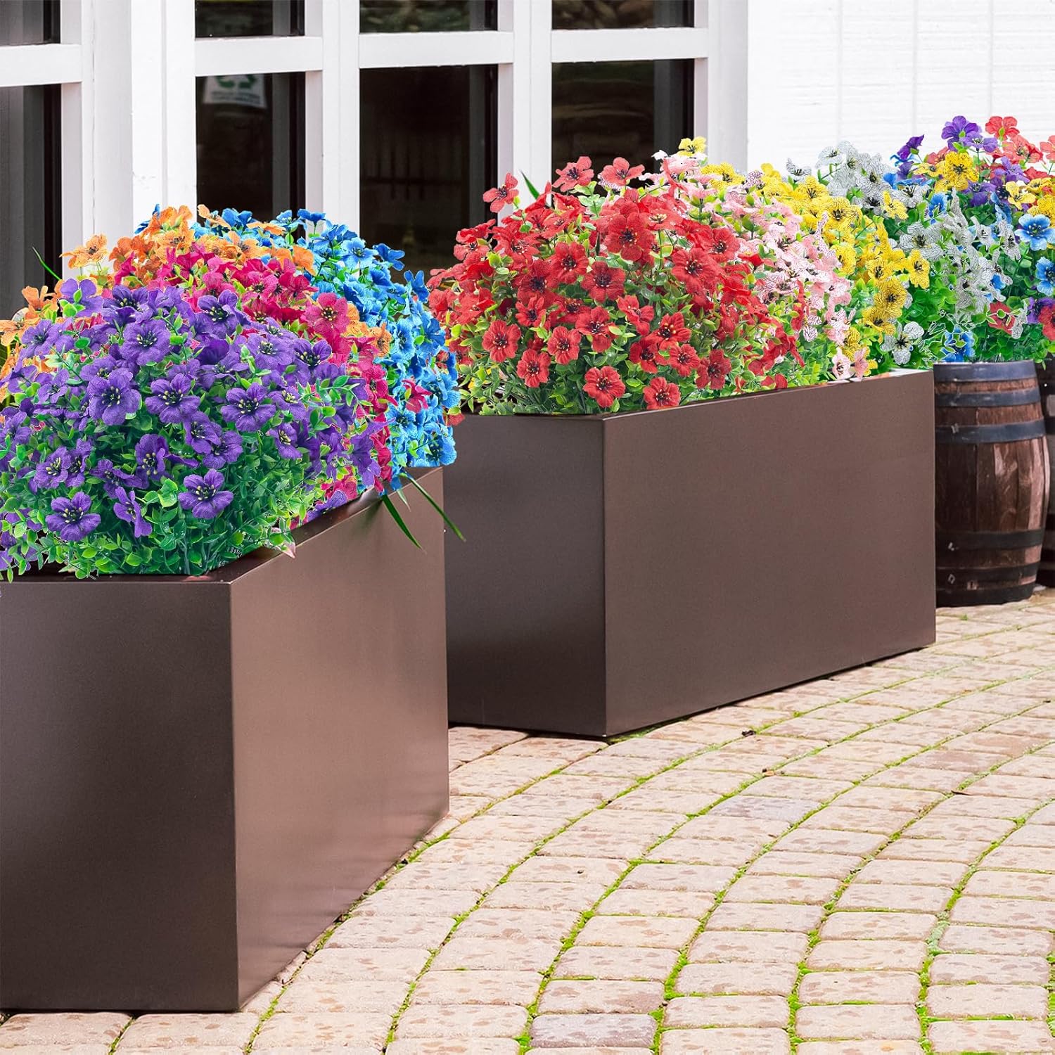 Artificial Flowers for Outdoors,8 Bundles UV Resistant Faux Fake Outdoor Flowers No Fade Plants Plastic Shrubs for Home Indoor Outside Decor(Mix Color) - Image 8