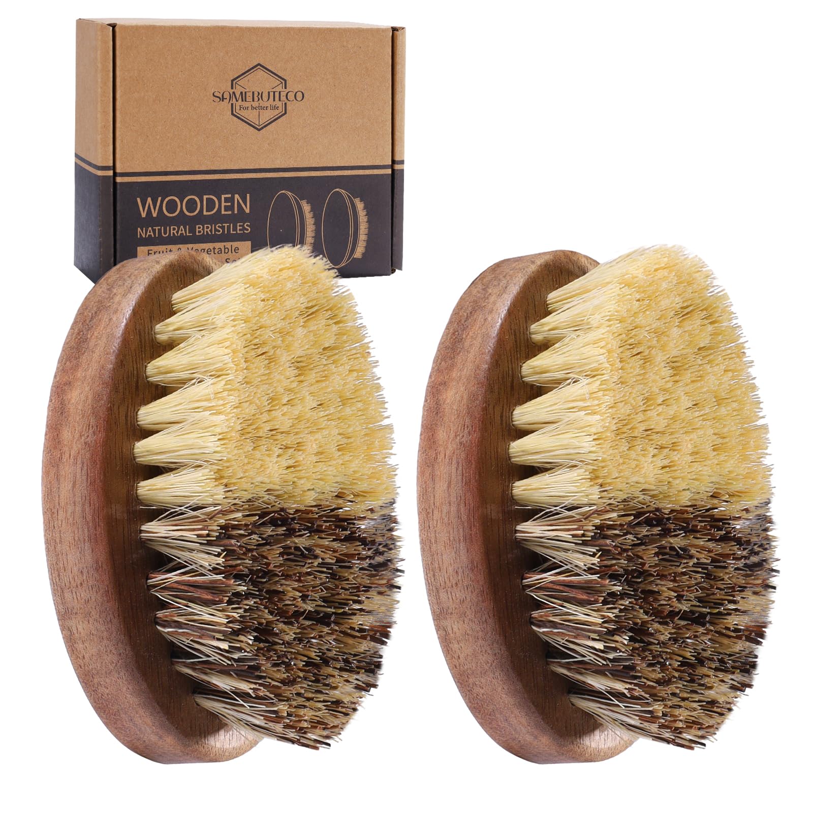 Fruit & Vegetable Cleaning Brush Set - Acacia Wood -1