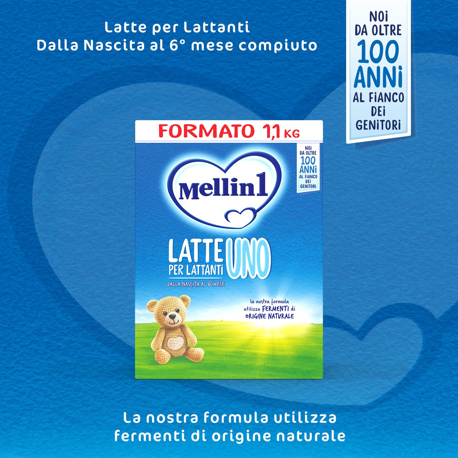 MELLIN 1 - Latte in Polvere per Lattanti dalla Nascita al 6° Mese - Confezione 3300 grammi (3 confezioni da 1100g)