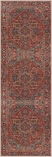 Miniatura 3 de Alfombra de pasillo de 2 pies 6 pulgadas x 8 pies, alfombra vintage de cocina, suave, antideslizante, lavable, con respaldo de goma, alfombra