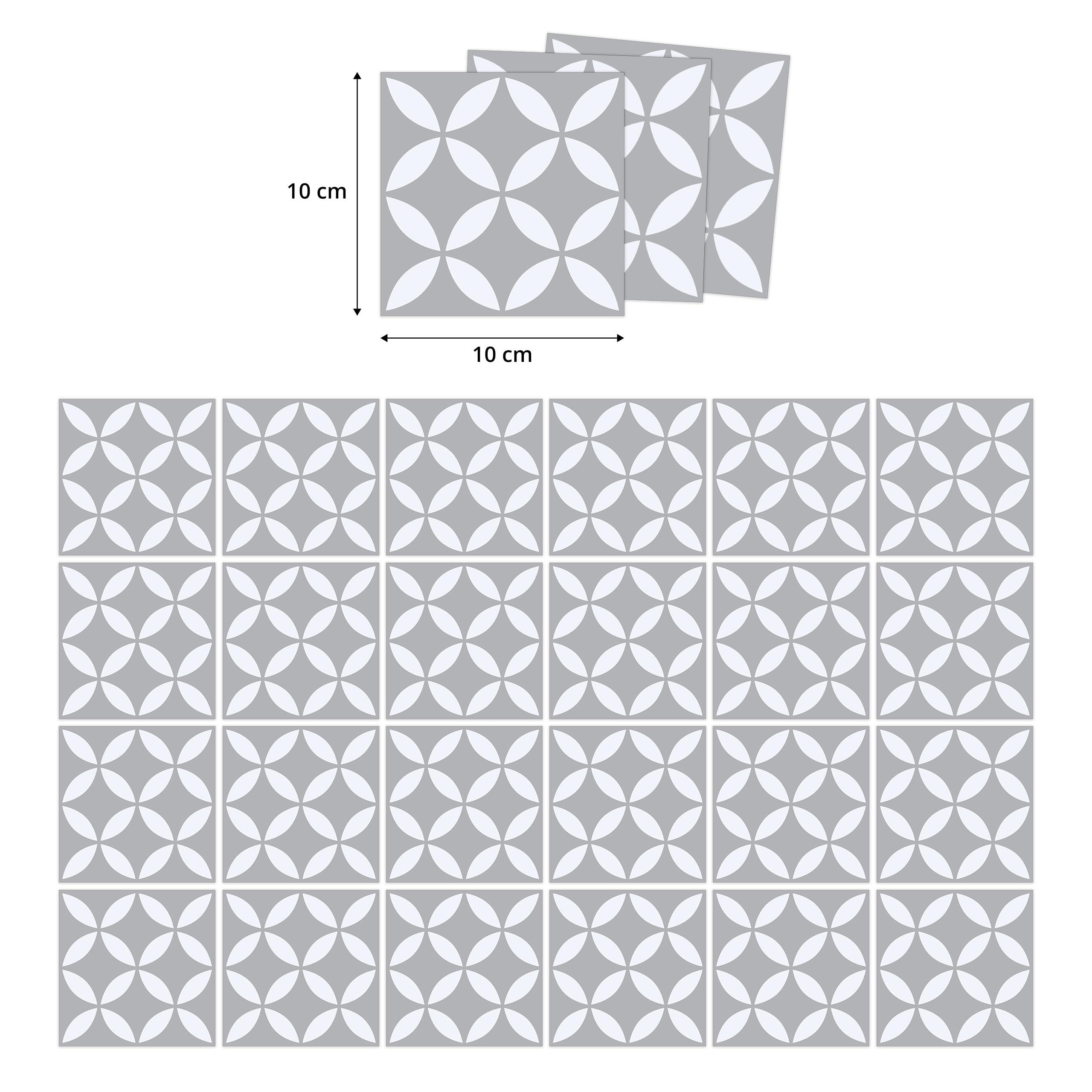 Muralo - Tegelstickers, plaktegels, zelfklevende tegels voor keuken, badkamer, meubels, kast, muur, mozaïektegels, keukenachterwand - pastelkleurige ornamenten motief - 24 stuks, 15 x 15 cm (90 x 60
