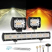Vista 19 de Auxbeam Serie Blanco Ámbar de 6 Modos, 4 Paquetes de Luces LED Pod Flash Estroboscópico de Advertencia Multifunción, 4" 240W Combo Spot Flood