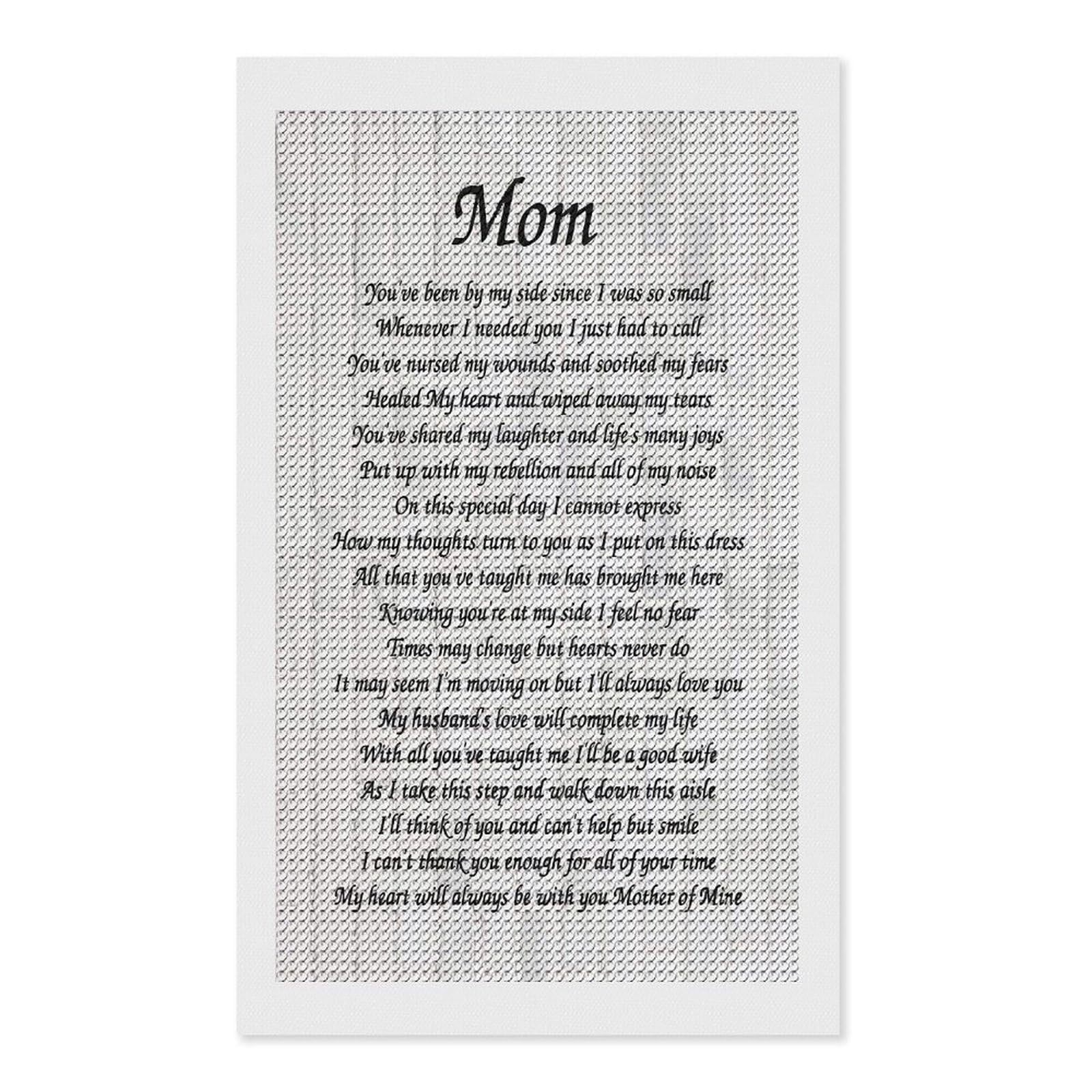 Junmoney Mom on Wedding Day Diamond Painting Canvas Set 12"x20", for Adults, Sparkling Round Gems, Thoughtful Handmade Gift, Modern Decor