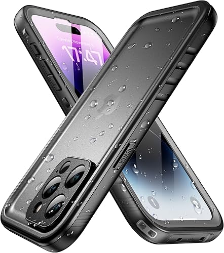 SPORTLINK Funda impermeable para iPhone 14 Pro Max - Protector de pantalla integrado a prueba de golpes a prueba de polvo - IP68 bajo el aguamilitar