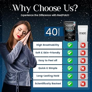 Mouth Tape - 40 Dermatologically Tested Mouth Tape for Sleeping - Effortless Gentle Removal - Snoring Aids for Men and Women - Rayon Free Black Sleep Tape Improves Breathing Reduce Snoring