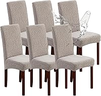 Vista 13 de Genina Fundas impermeables para sillas de comedor, fundas elásticas de jacquard para sillas de comedor, extraíbles y lavables, protector de silla