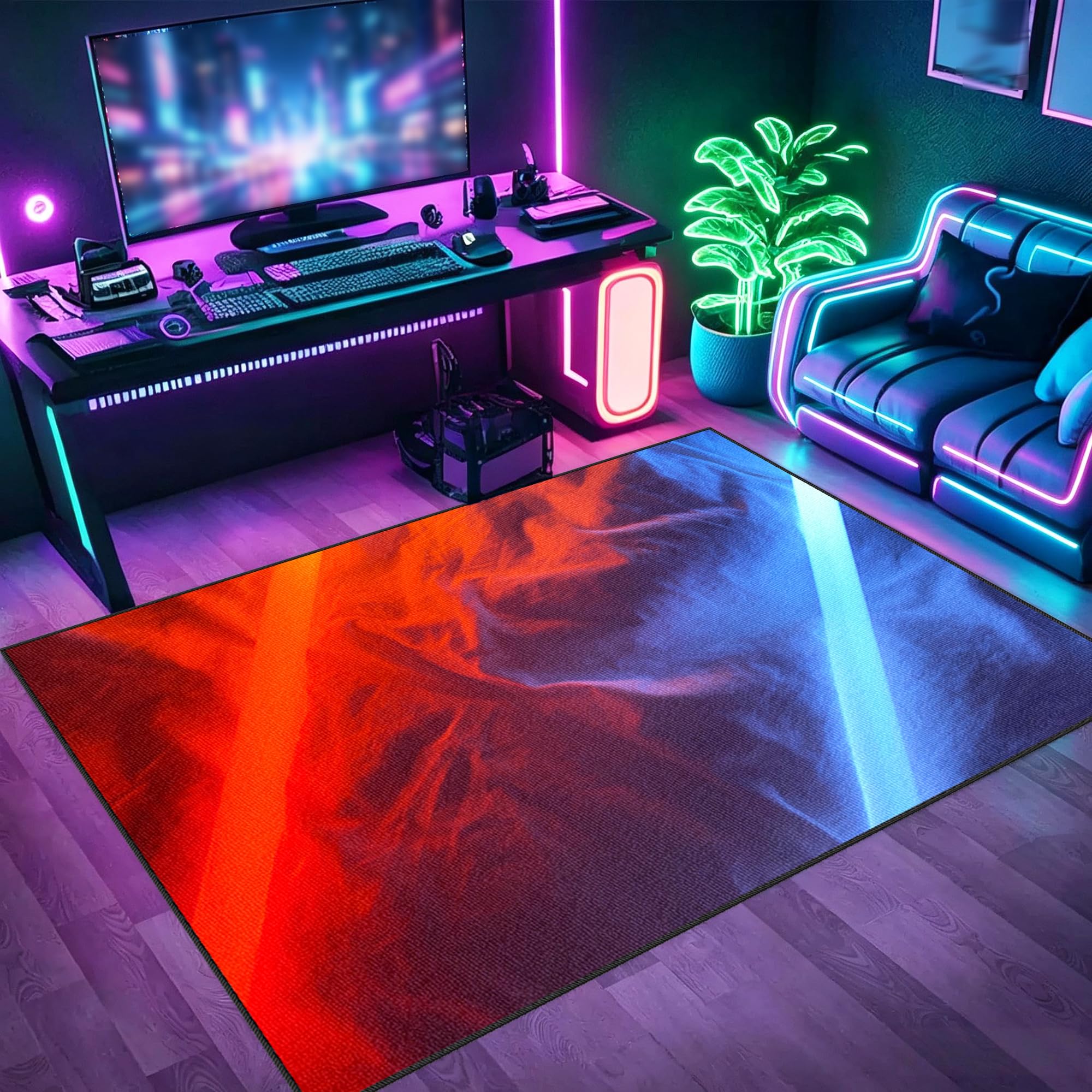 Zmywalny dywanik do pokoju zabaw, 100 x 120 cm / 39,37 x 47,24 cala Mata podłogowa na krzesło komputerowe do gier, mata sportowa, mata podłogowa dla graczy 3D do sypialni na krzesło biurowe