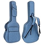 39 40 41 Inch Guitar Bag Acoustic Guitar Case, 0.45Thick Padding Guitar Gig Bag with Comfortable Handle and Pockets Acoustic Guitar Backpack Case Blue
