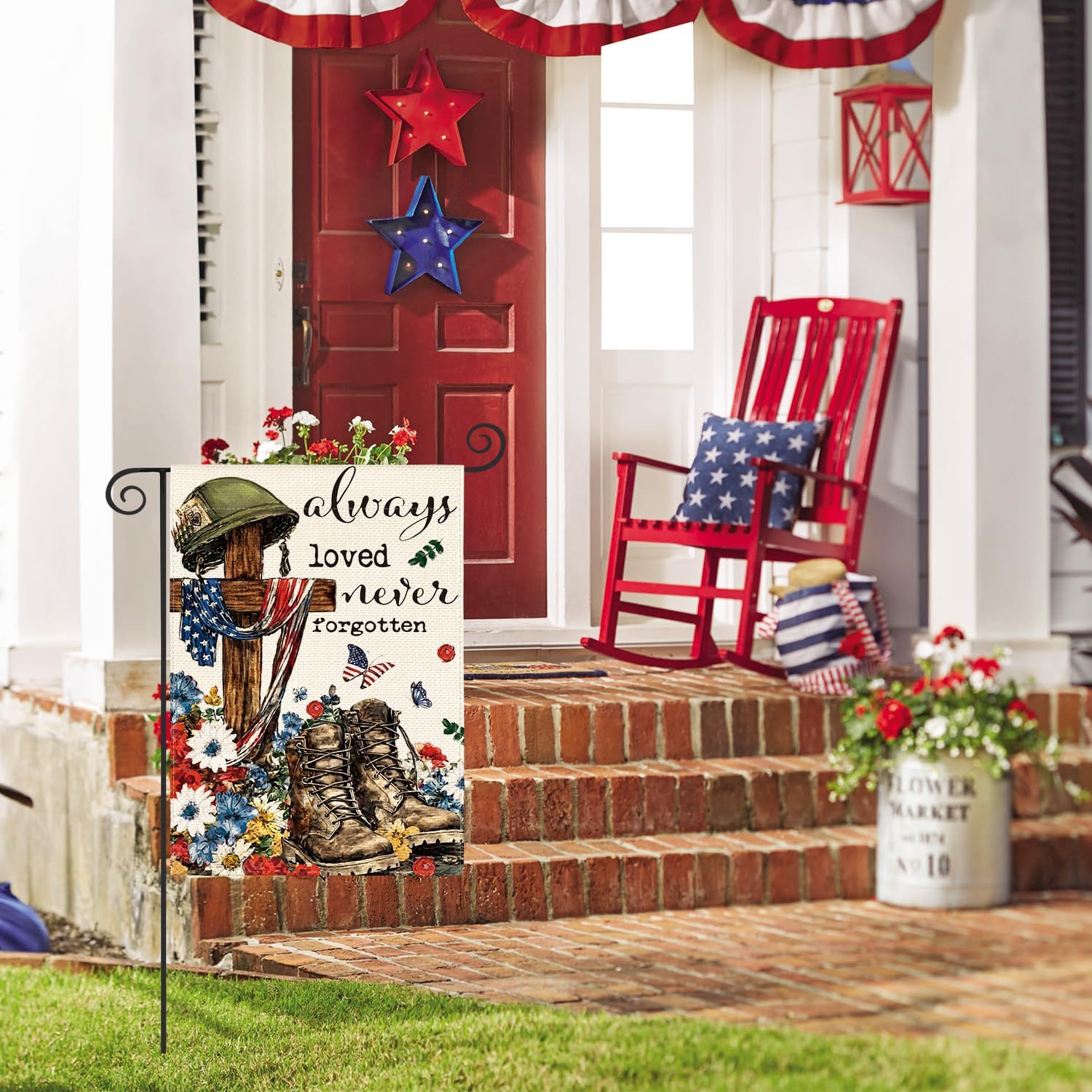AVOIN colorlife Memorial Day Always Loved Never Forgotten Heroes Garden Flag 12x18 Inch Double Sided, Military Soldiers Boots Patriotic Veteran Yard Outdoor Decoration - Image 2