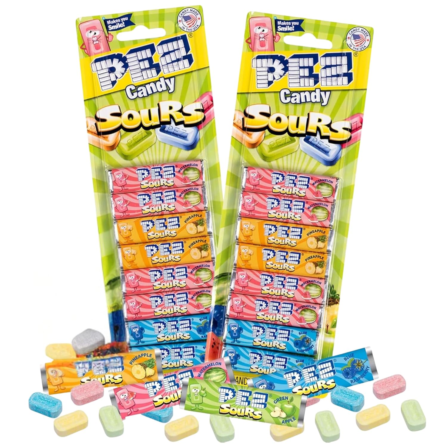 Amazon.com: Needzo Sour Pez Candies Refill Rolls, Pineapple, Green ...