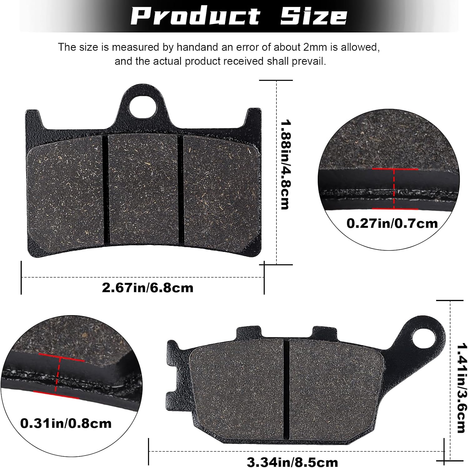 Front & Rear Brake Pads for Yamaha FZ1 FZ6 FZ8 YZF R1/R6/R6S/ R7 XSR900 XSR700 MT07 MT09