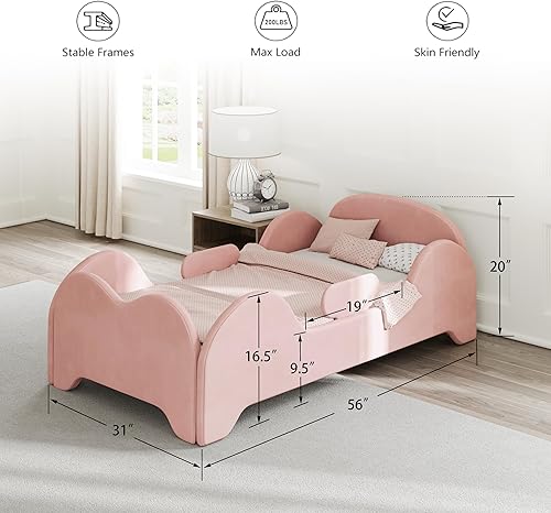 Miniatura 2 de Cama para niños, cama de inundación para niños pequeños con mayor seguridad, tamaño estándar para cuna, camas de tela certificada, diseño bajo al