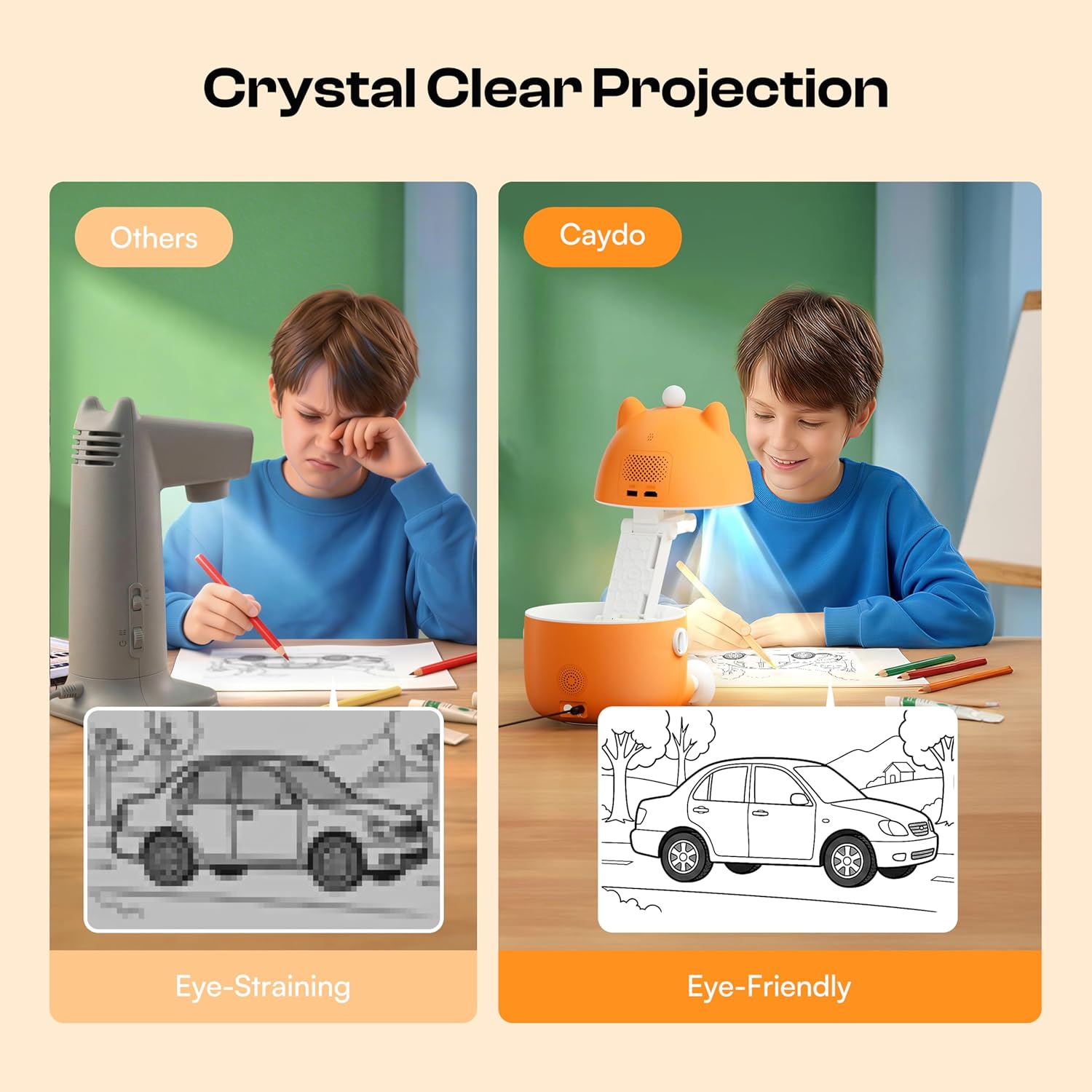 Caydo T3 AI Drawing Projector for Kids, SGS Certified Eye Protection, Step-by-Step Tracing Designs & Creative Sketch Maker, STEM Educational Toy, Birthday Gift for Boys Girls Ages 5-12