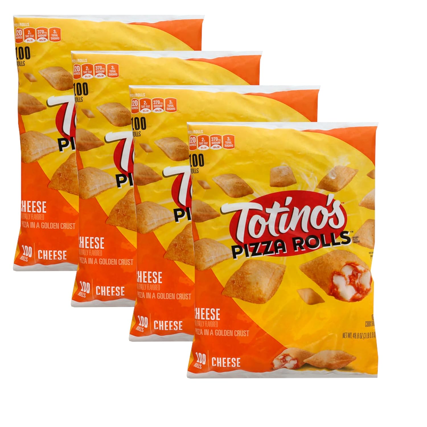 Totino & # 39; s Cheese Pizza Rolls in een Crispy, Golden, Snackbare korst - Een drukmastende snack die in seconden en in de ready-set zit Gourmet Doneer een maaltijdprogramma - 4-pack 48,84 oz. 100ct Elke 4-pack