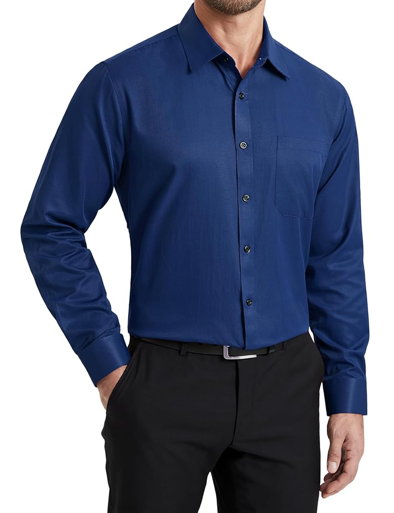 Camicia Uomo Elegante Maniche Lunghe - Colletto Coreano, Tasca, Business E Casual - Foto 11