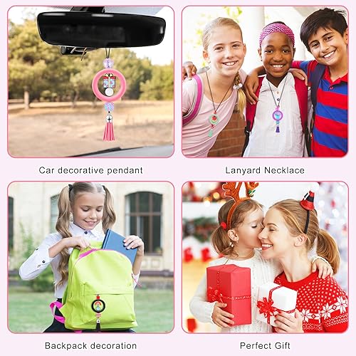 Miniatura 6 de Landical 30 juegos de anillos de silicona para cuentas de 2.559 in, bucle redondo de cuentas de silicona y borlas de llavero de cuero a granel,