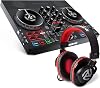 Numark Beginner-Friendly DJ Controller with Built-in Speakers and Closed-Back Headphones Set Party Mix Live & HF175 Numark