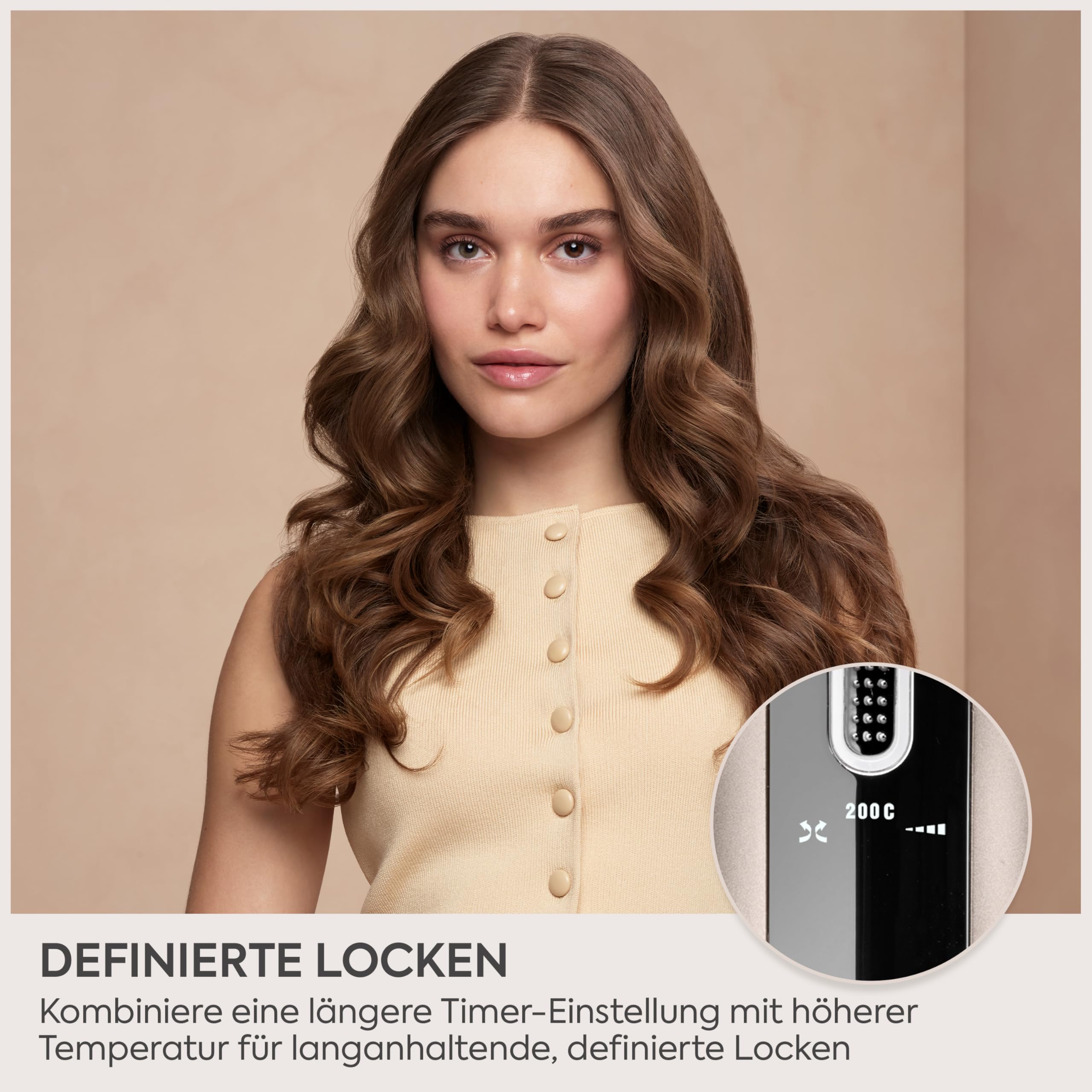 BaByliss Style Secret Air Automatisch Lockenstab – 25mm mit sanfter Wärme & Luftstrom, 48 Styling‑Kombinationen für definierte Locken, Beach Waves oder Föhn‑Look, für kurzes & langes Haar, C6686E