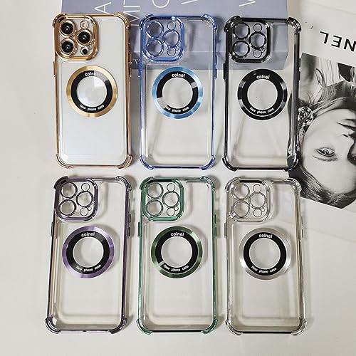 Miniatura 7 de Funda magnética transparente para iPhone 13 Pro Max, protección de lujo brillante en las cuatro esquinas, a prueba de golpes, de grado militar, con