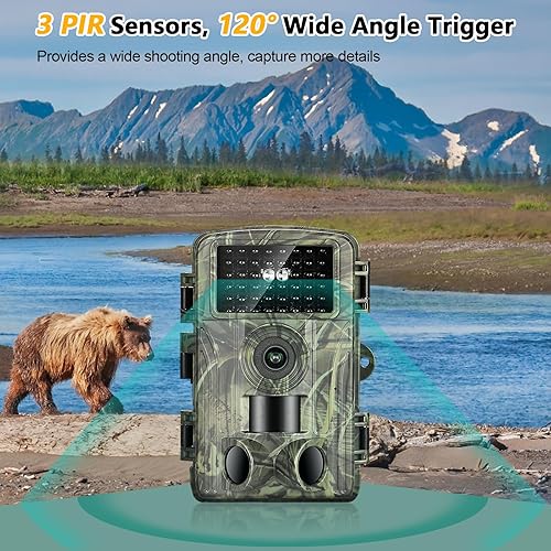 Miniatura 6 de Cámara de rastreo WiFi 4K 60MP, cámara Gamera con visión nocturna activada por movimiento de 120 gran angular, IP66 impermeable Trail Cam con