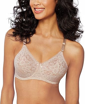 Bali Womens Underwire Lace Bra, Lace N Smooth Bras for Women, Stay-in-Place Straps, Full Coverage