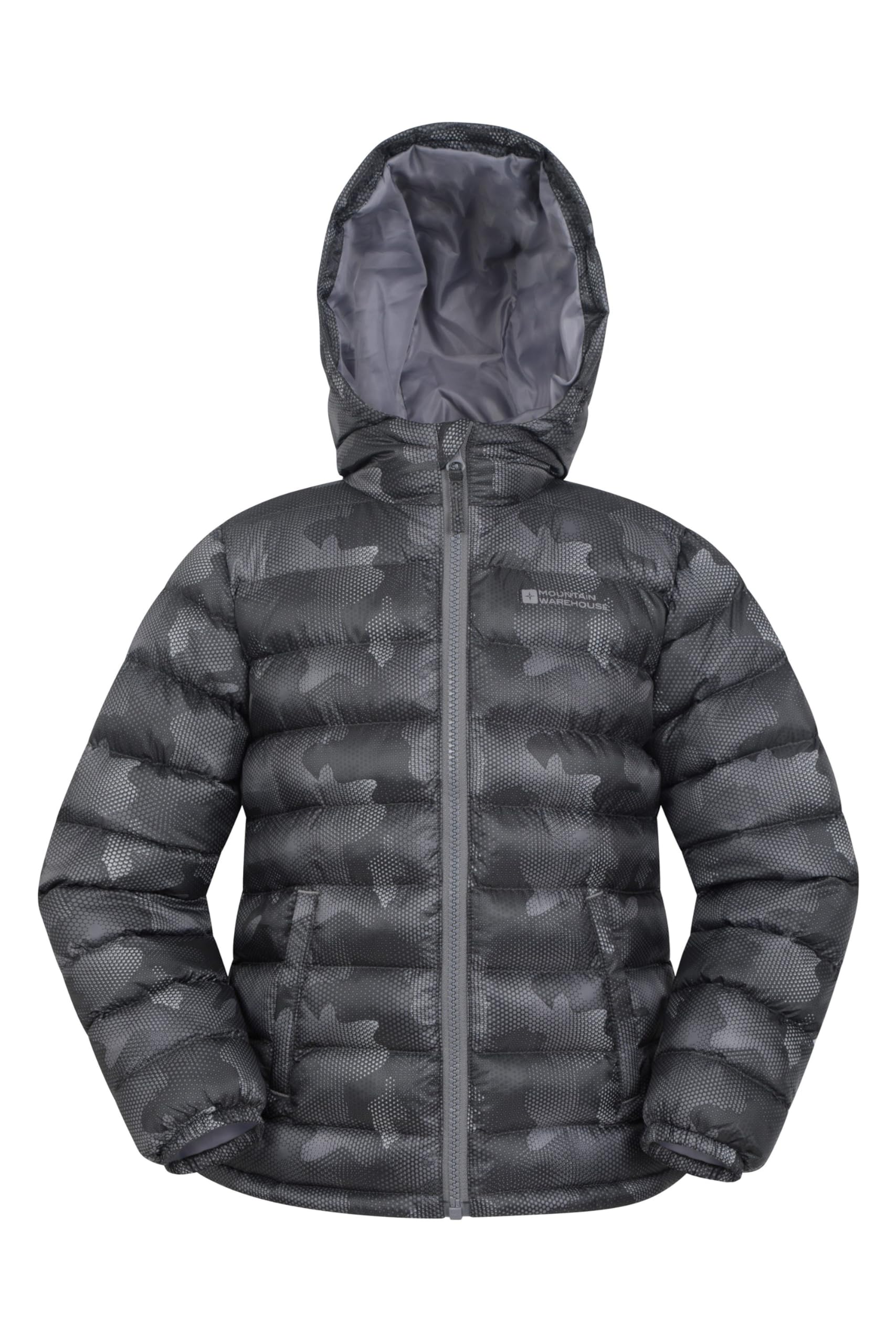 Mountain Warehouse Seasons Padded Kids Puffer Jacket - Water Resistant & Lightweight Insulated Rain Coat, Boys & Girls - Spring Summer, School, Travelling Black Teen Size 13 Years