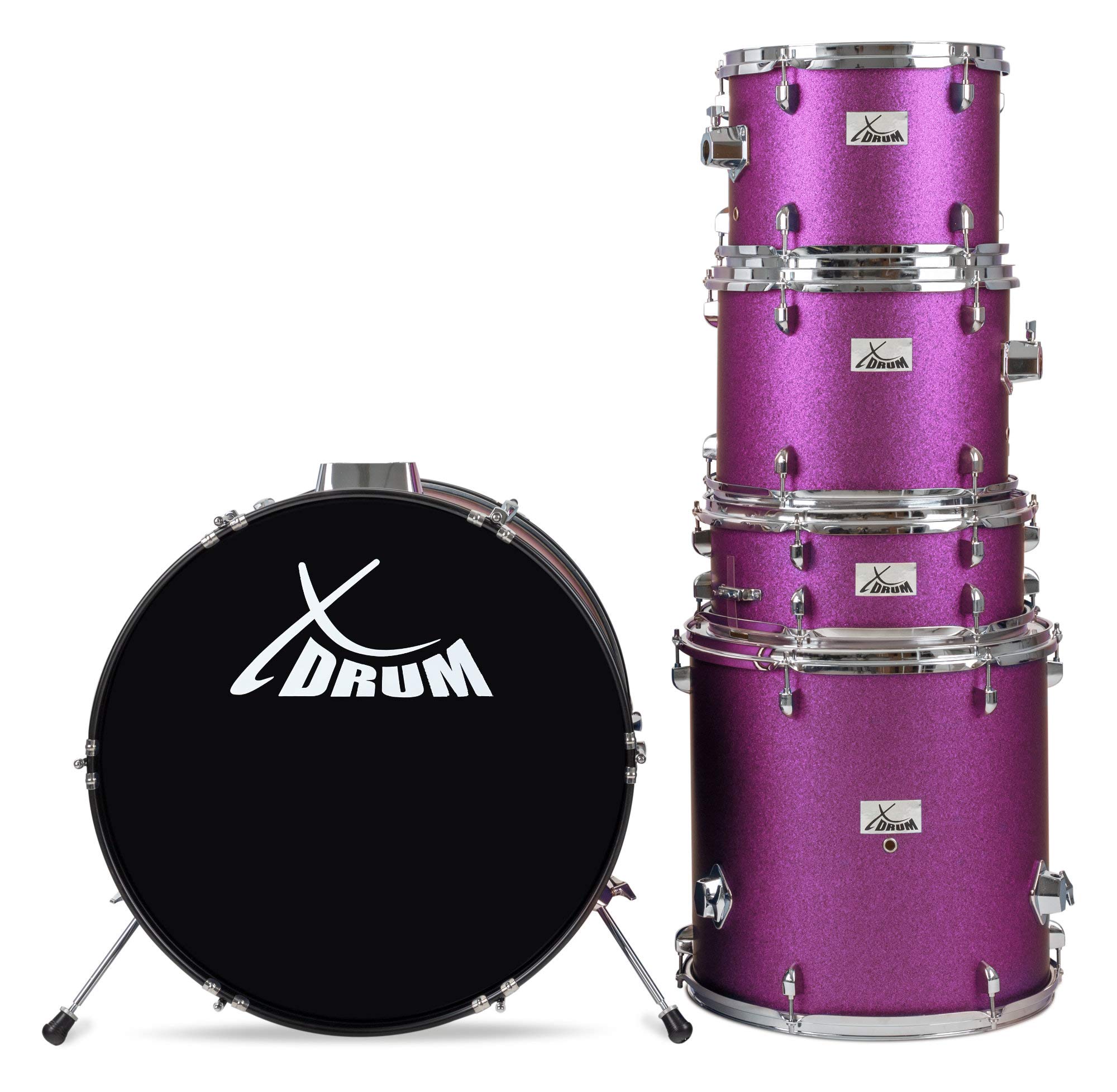 XDrum Semi 22" Standard Schlagzeug Satin Purple Sparkle - 22" BD, 12" TT, 13" TT, 16" FT, 14" SD - inkl. Schule - Lila
