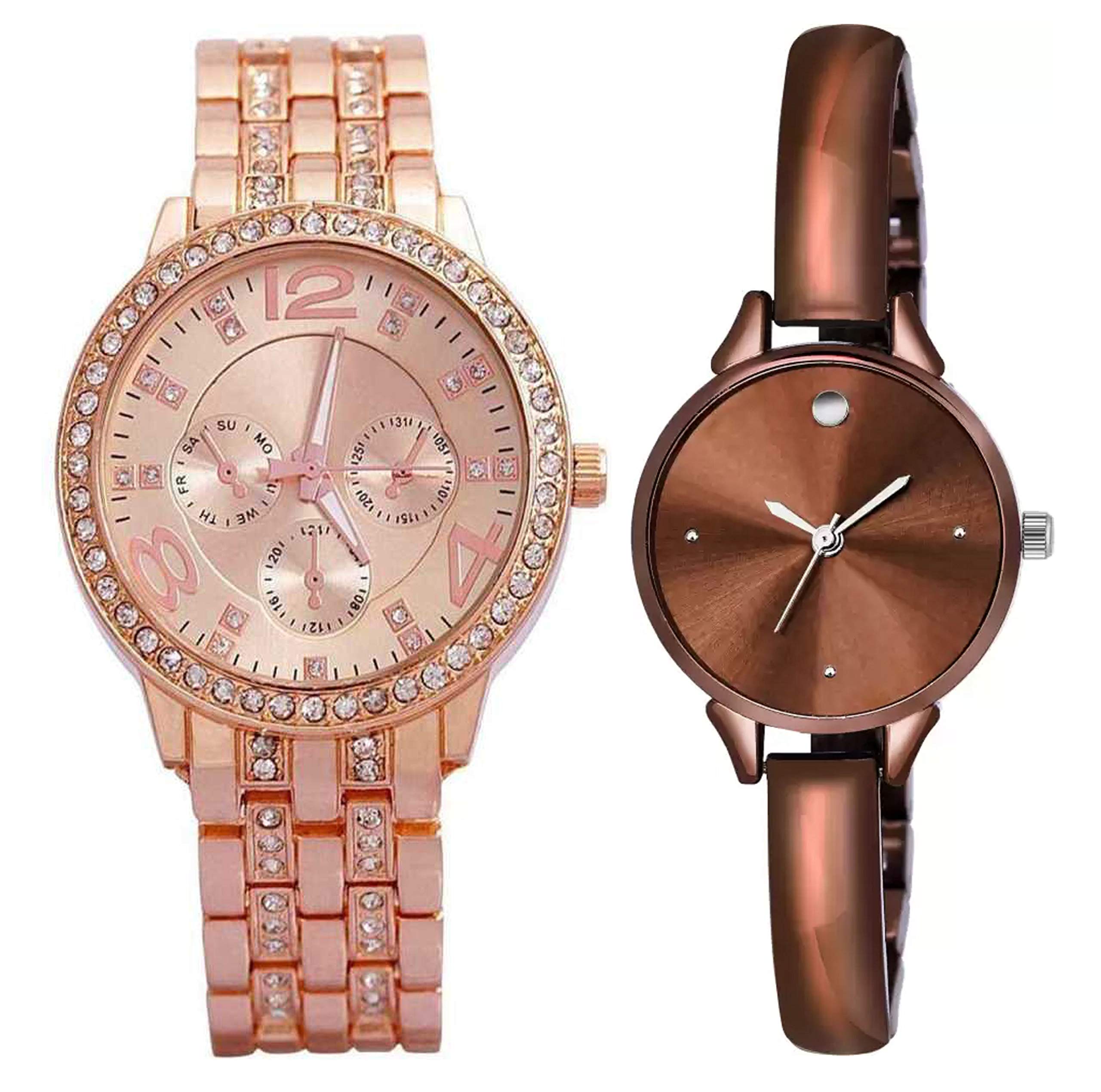 BID Analogue Womens Watch (Gold & Brown Dial Rose Gold & Brown Colored Strap) (B084X5BHGR) Amazon Price History, Amazon Price Tracker