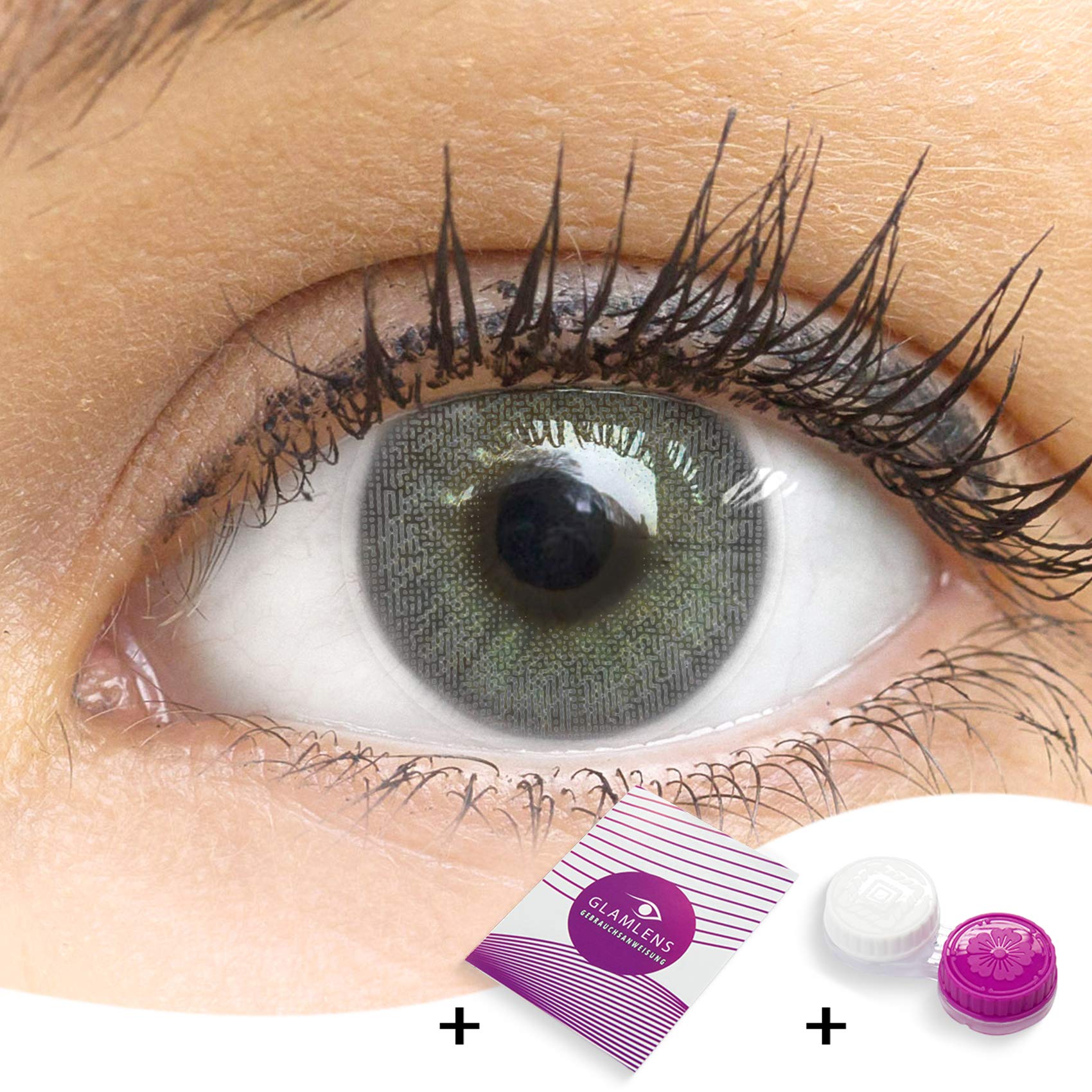 GLAMLENS Lenti a contatto colorate grigio Jasmi Dark Grey mensili silicone idrogel 2 pezzi DIA 14.0 senza correzione