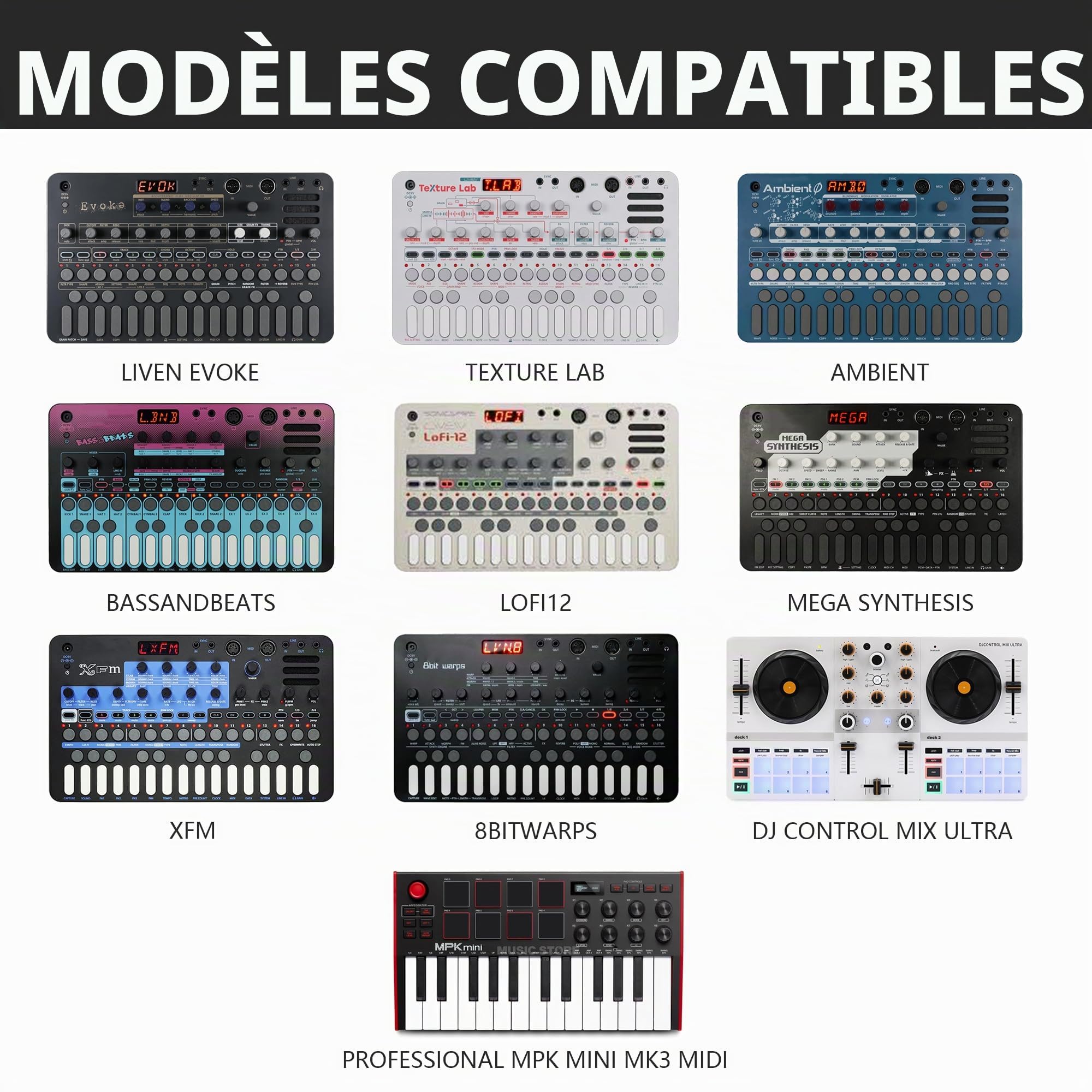 Musiin Étui pour manette de DJ compatible avec Hercules DJControl Mix Ultra, coque de protection rigide avec double fermeture éclair, poche en maille et poignée confortable pour DJ Live Show et voyage
