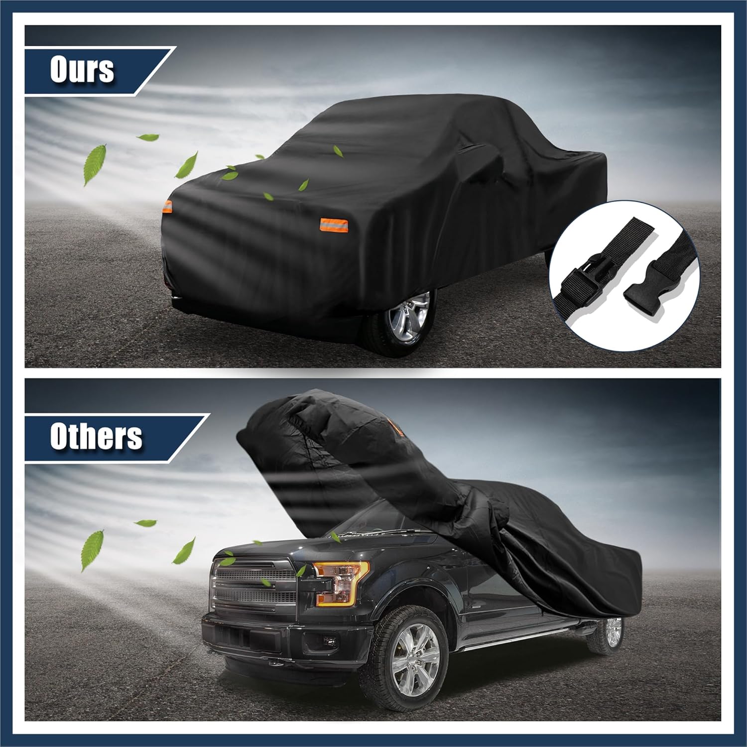 Pickup Truck Cover for Ford F150 Regular Cab 8Ft Bed 2-Door 04-21 F350 Regular Cab 8 Foot Bed 2-Door 08-21 Outdoor Waterproof Sun Protection W/Driver Door Zipper Black Stylish Design