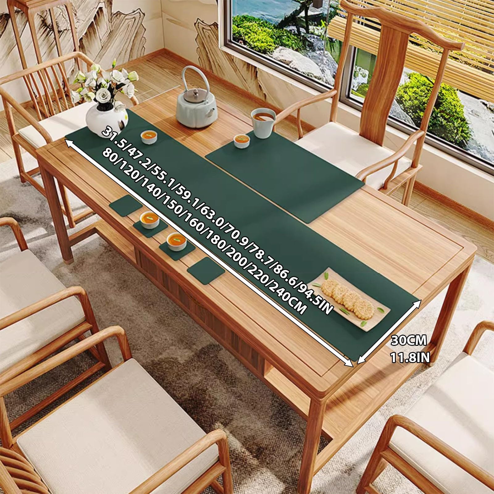 Camino de mesa con superficie texturizada de cuero, diseño sin rizos para comedor y decoración navideña