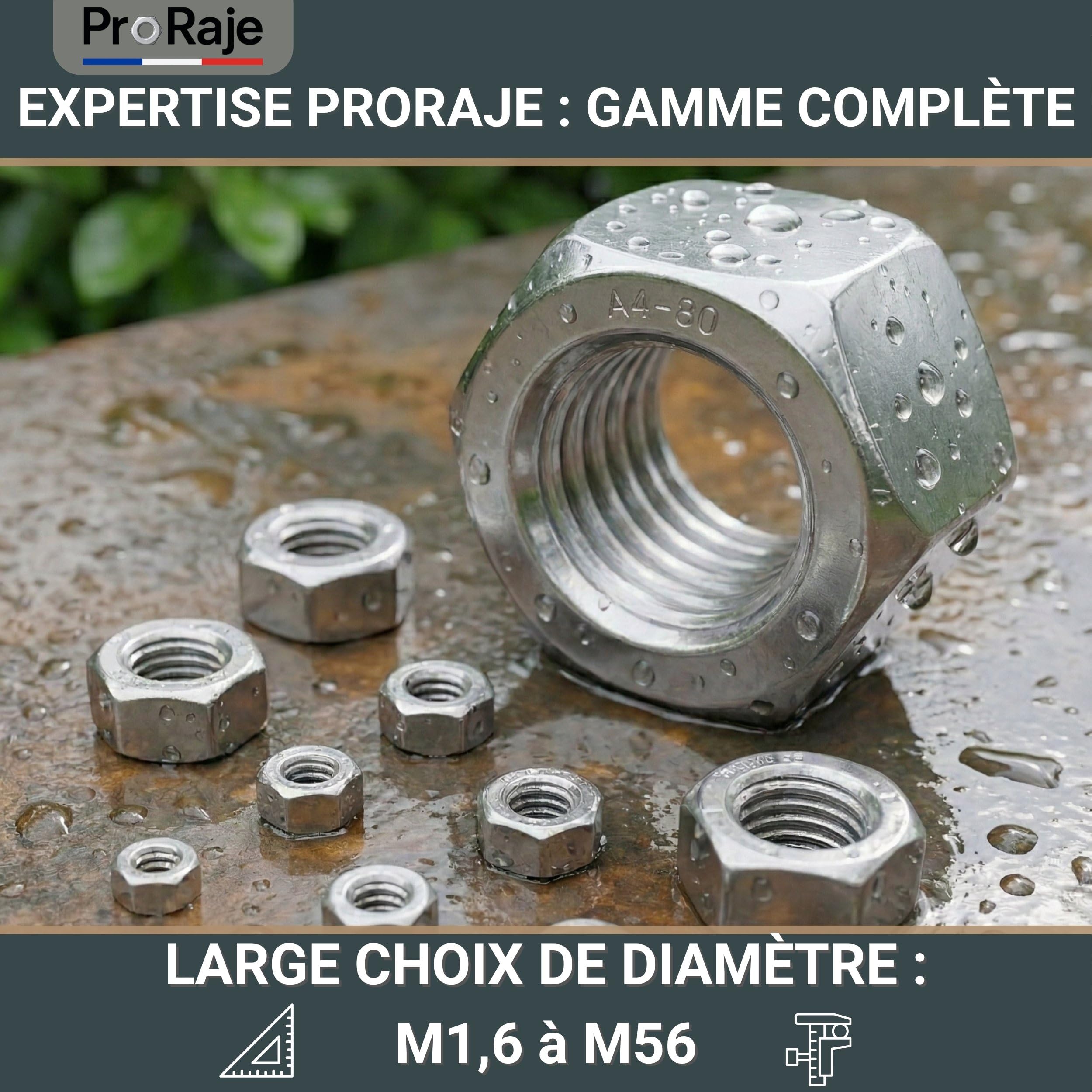 Dado inox M5 esagonale HU in acciaio inox A4 per viti, aste filettate, bulloni Ø 5 mm / diam. 5 mm | Dadi DIN 934/ISO 4032 | Viteria inox A4-80 (V4A/316): set di 50 pezzi
