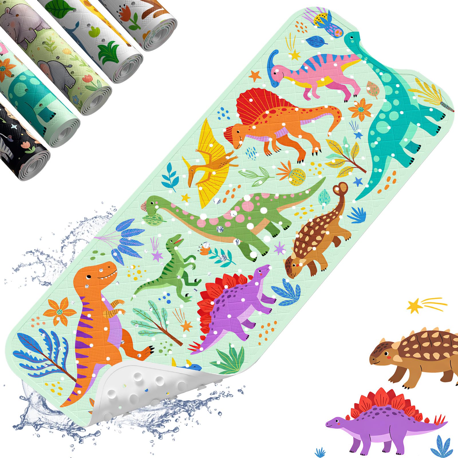 XIYUNTE Baby Bath Mats Non Slip Anti Mould, Cartoon Kids Bath Mat Non Slip, 100x40cm Extra Large Baby Shower Bath Mat with Suction Cups & Drain Holes, Machine Washable