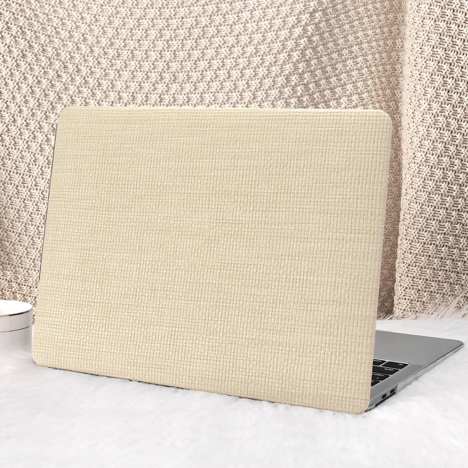 Seorsok Compatible with New MacBook Air 13.6 inch Case M5 M4 M3 M2 2026 2025-2022 Release A3449 A3240 A2681 A3113,Elegant Leather Plastic Hard Shell Case with Keyboard Cover,Khaki No Logo Cutout