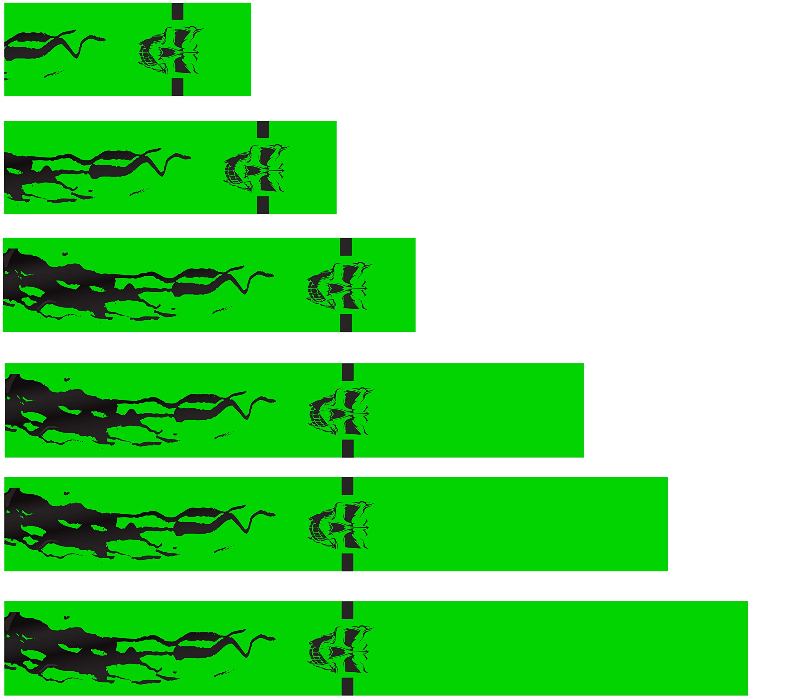 White Water Archery Green Fluorescent Neon Blood Trail Skull Arrow Wraps 15pc Pack Choose Length Width (6, 1.4)