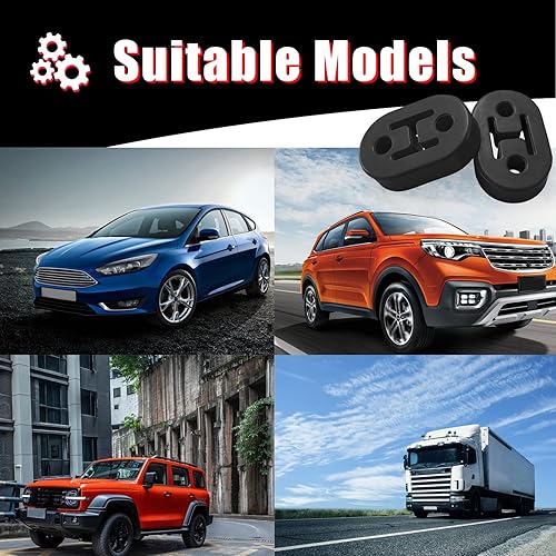 Miniatura 5 de Aislador de goma para suspensión de escape, aislamiento de goma, montaje de buje de 2 agujeros, aislante de escape universal, amortiguador de alta