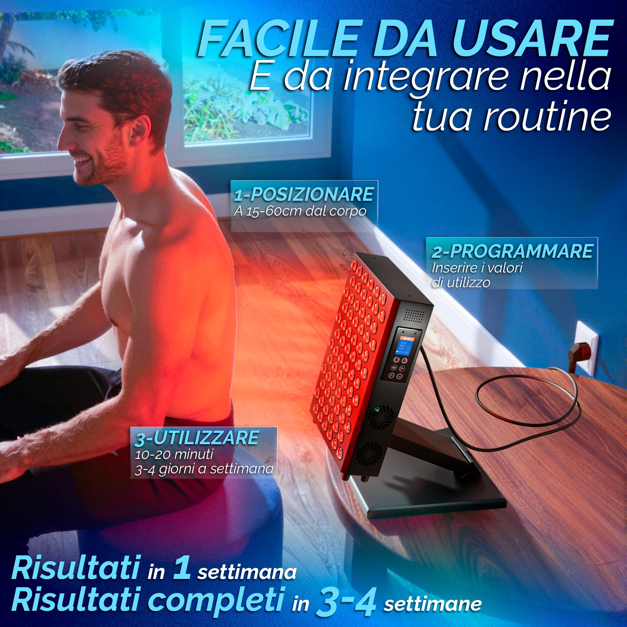 DreamTape® Pannello Luce Rossa Infrarossa 660nm 850nm - Terapia Luce LED Professionale con 72 LED - Red Light Therapy Panel per Recupero Muscolare e Benessere Luz Roja - Lampada Fotobiomodulazione