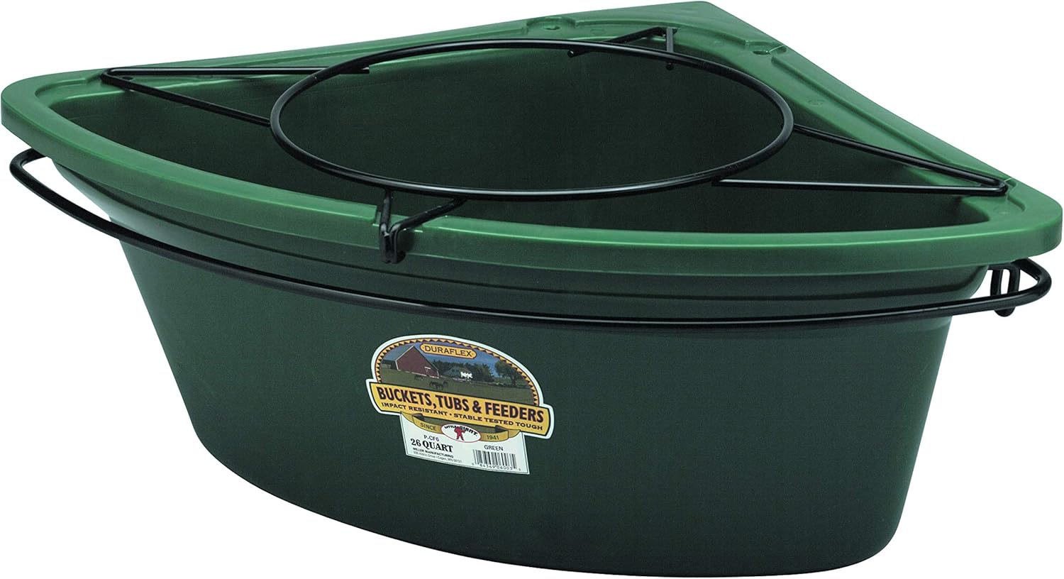 Little Giant Plastic Corner Feeder Bucket (Green) Durable & Useful Space Saving Corner Feed Trough (26 Quart) (Item No. PCF6GREEN)