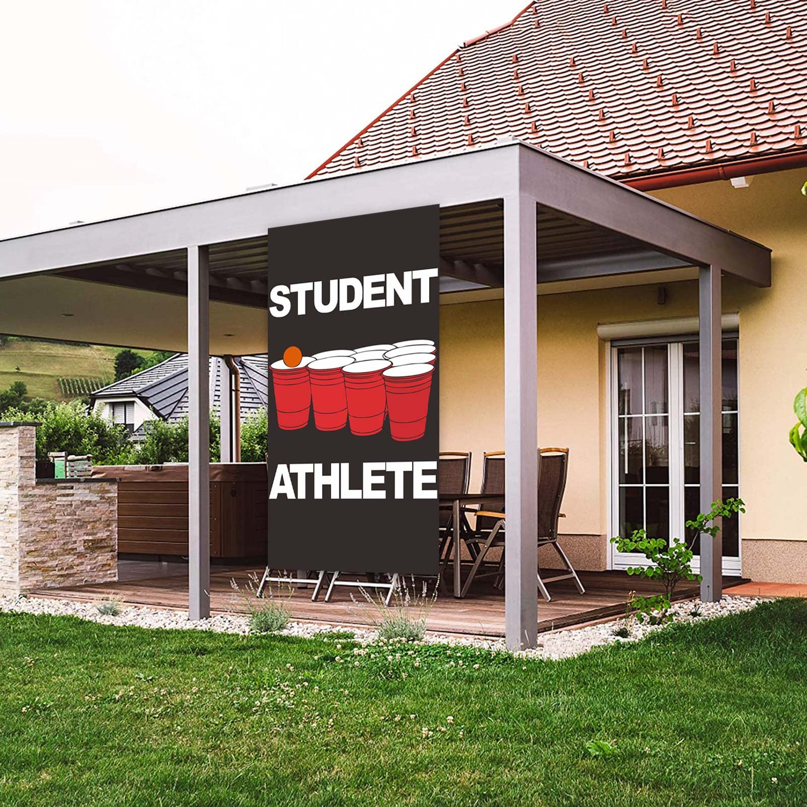 Student Athlete Banner – 180 X 119 Cm, Motivational Beer Pong Design, Für Zimmer-Deko