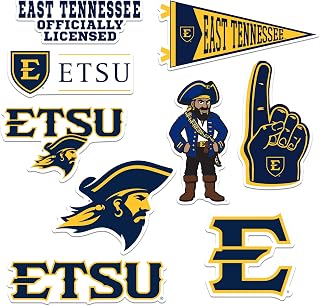 East Tennessee State University 8ct Vinyl Large Deluxe Stickers Variety Pack - Laptop, Water Bottle, Scrapbooking, Tablet, Skateboard, Indoor/Outdoor - Set of 8