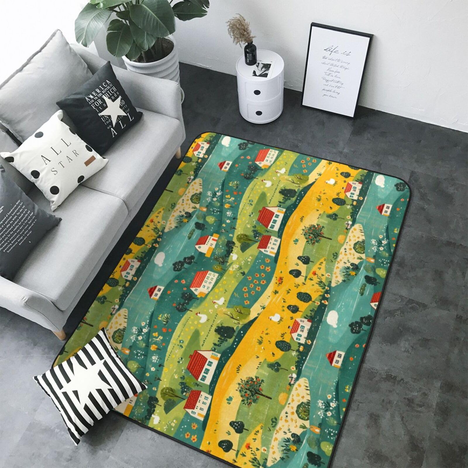 Tapis lavable grand format 203x177 cm antidérapant pour bureau et salon
