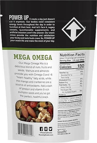 Miniatura 2 de Power Up Mega Omega Trail Mix Gourmet Nut - Bolsa de mezcla de frutos secos 14onzas