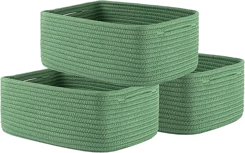 Miniatura 40 de Cesta tejida pequeña, 12 x 8 x 4.5 pulgadas, cesta de almacenamiento para organizar, bonita canasta de cuerda pequeña para estante de armario, cubos