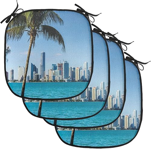 Miniatura 142 de Lunarable Cojín retro para silla, dibujo de chica a la moda en tierra primavera campo margaritas arte, acolchado de asiento para cocina y patio con